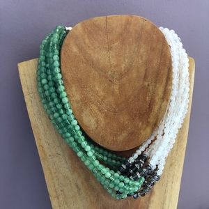 Anthropologie Multi-strand green & white necklace